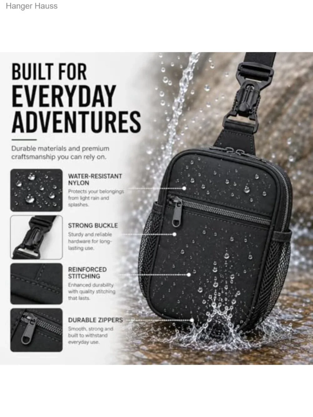 Anti Theft Crossbody Bag RFID Blocking Sling Purse Travel Nylon